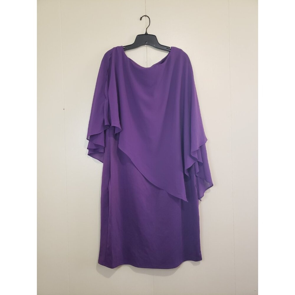 Pinup Fashions Womens Plus 18W Purple Sheath Midi Dress Draped Flowy Chiffon NWT